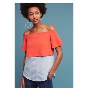 Postmark Anthropologie off shoulder layered top.